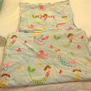 Pottery Barn Kids twin blue mermaid duvet and sham